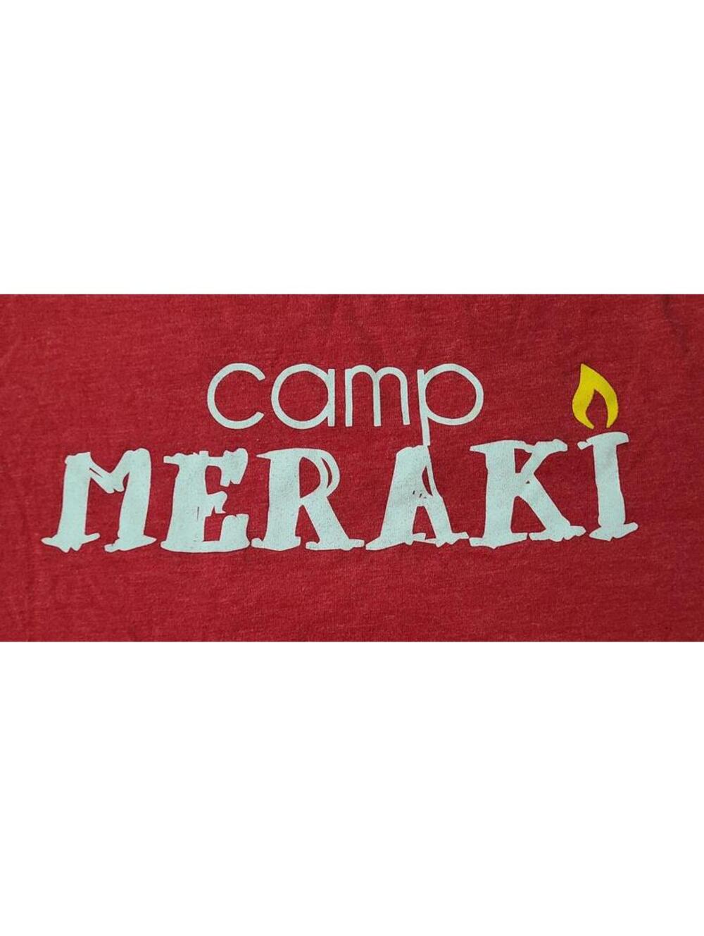 2019 Camp Meraki Shirt Mens Sz XL Red Performing Arts Summer Camp Maine RARE EUC